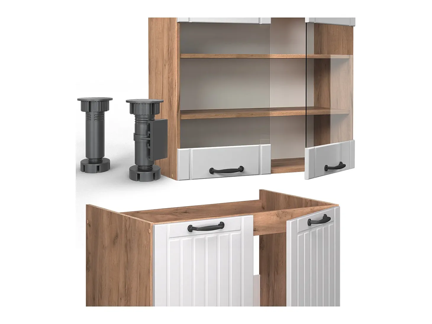 Mueble de cocina blanco casa de campo 240x46x81.6 fame-line
