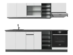 Mueble de cocina blanco/antracita 240x46x81.6 r-line