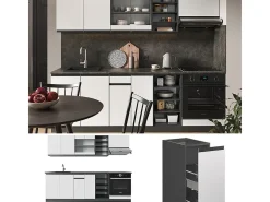 Mueble de cocina blanco/antracita 240x46x81.6 r-line