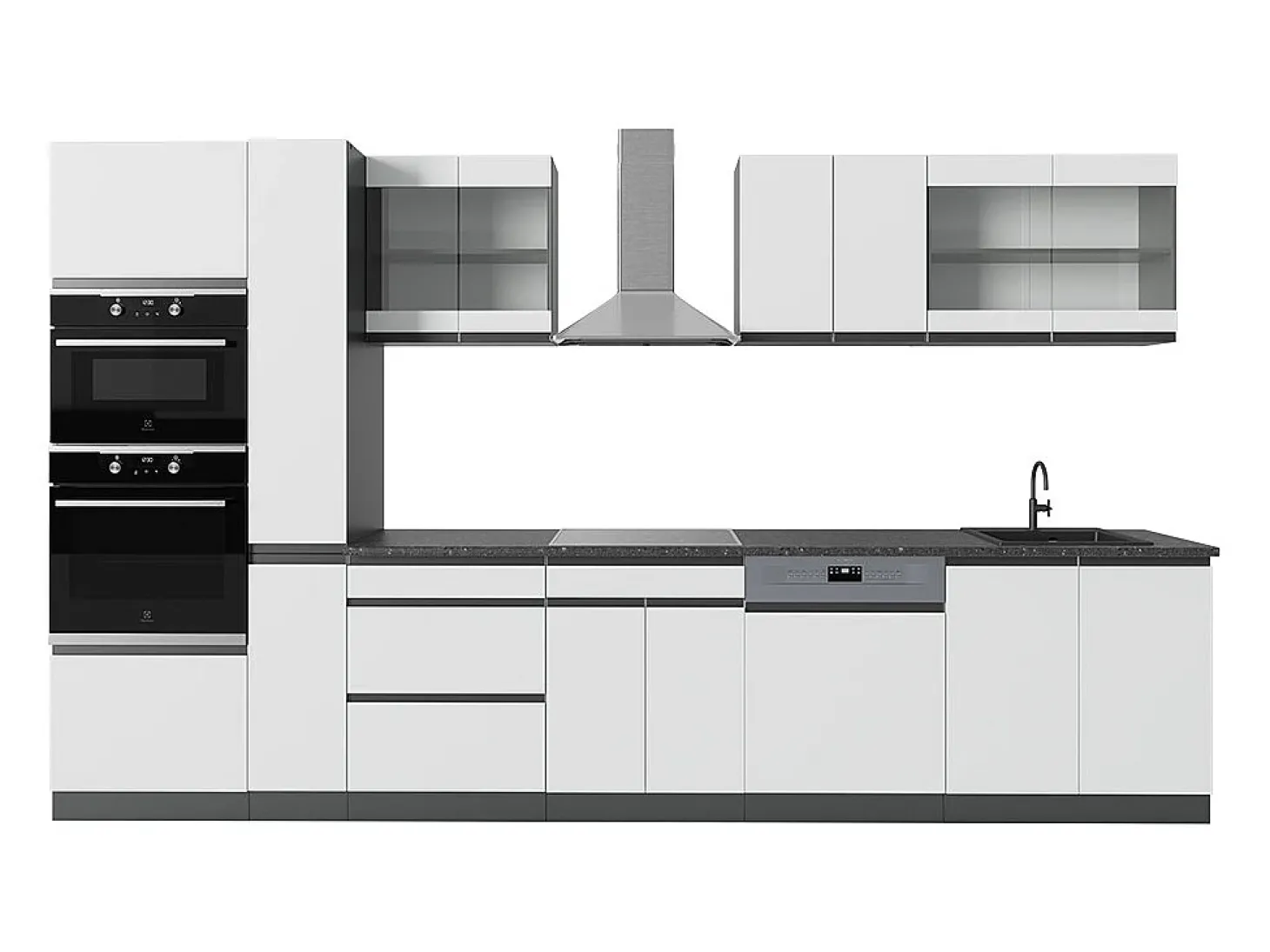 Mueble de cocina blanco/antracita 350x46x81.6 r-line
