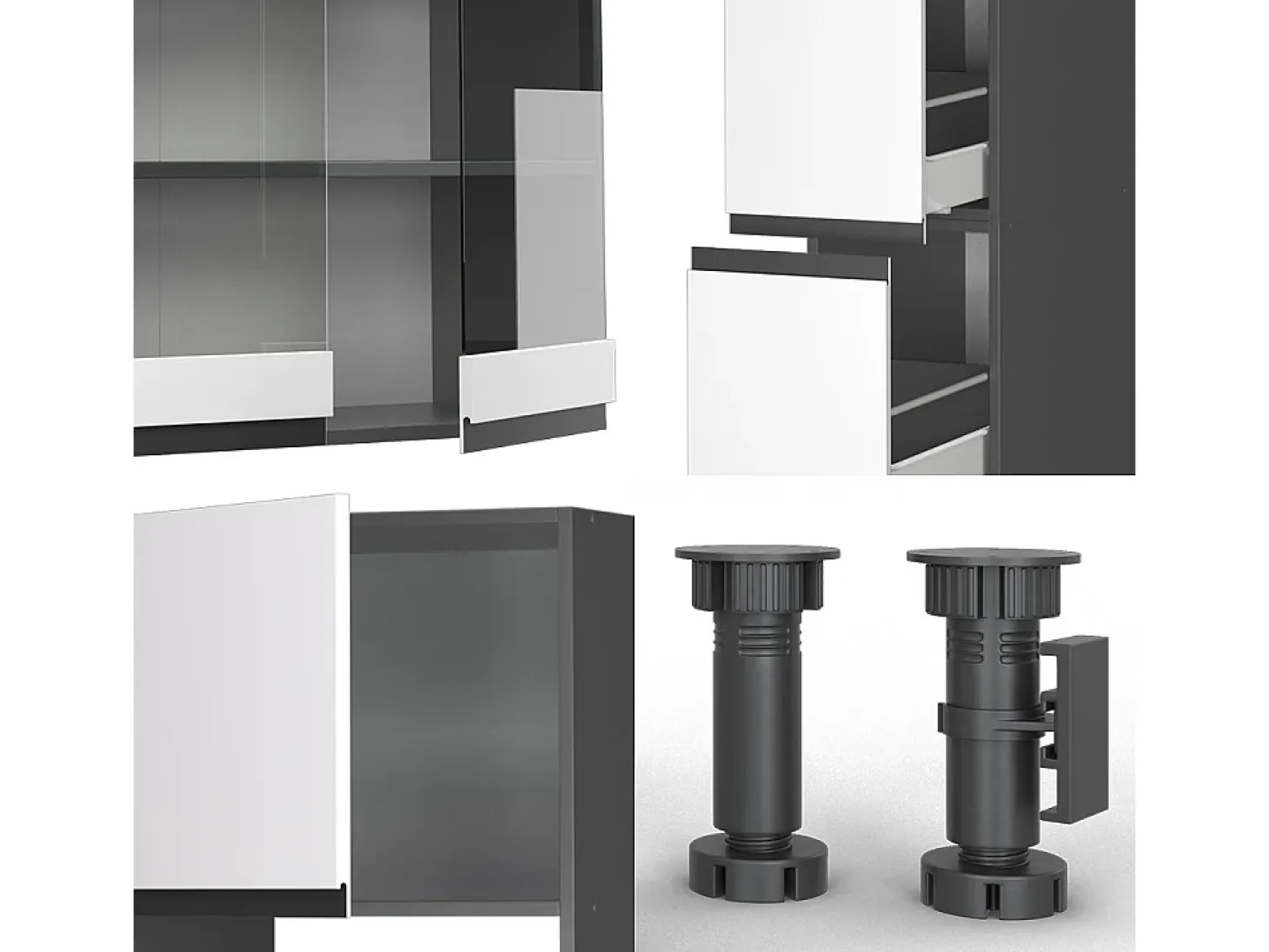 Mueble de cocina blanco/antracita 350x46x81.6 r-line