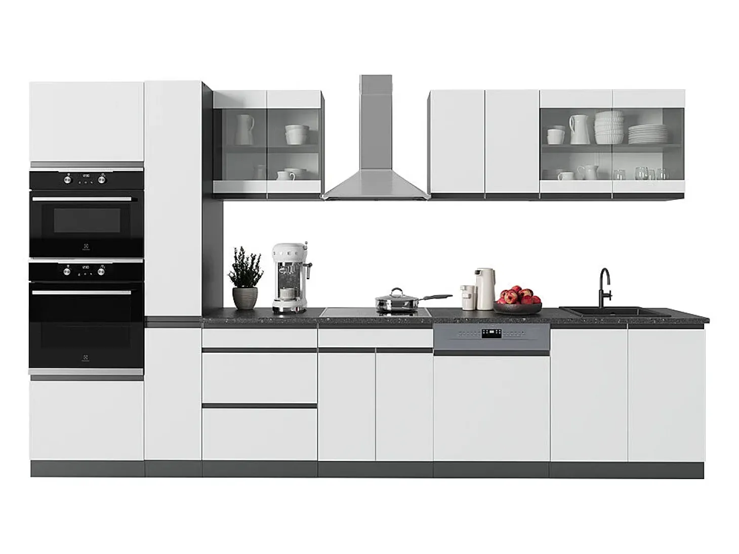 Mueble de cocina blanco/antracita 350x46x81.6 r-line