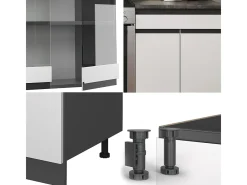 Mueble de cocina blanco/antracita 200x60x81.6 r-line