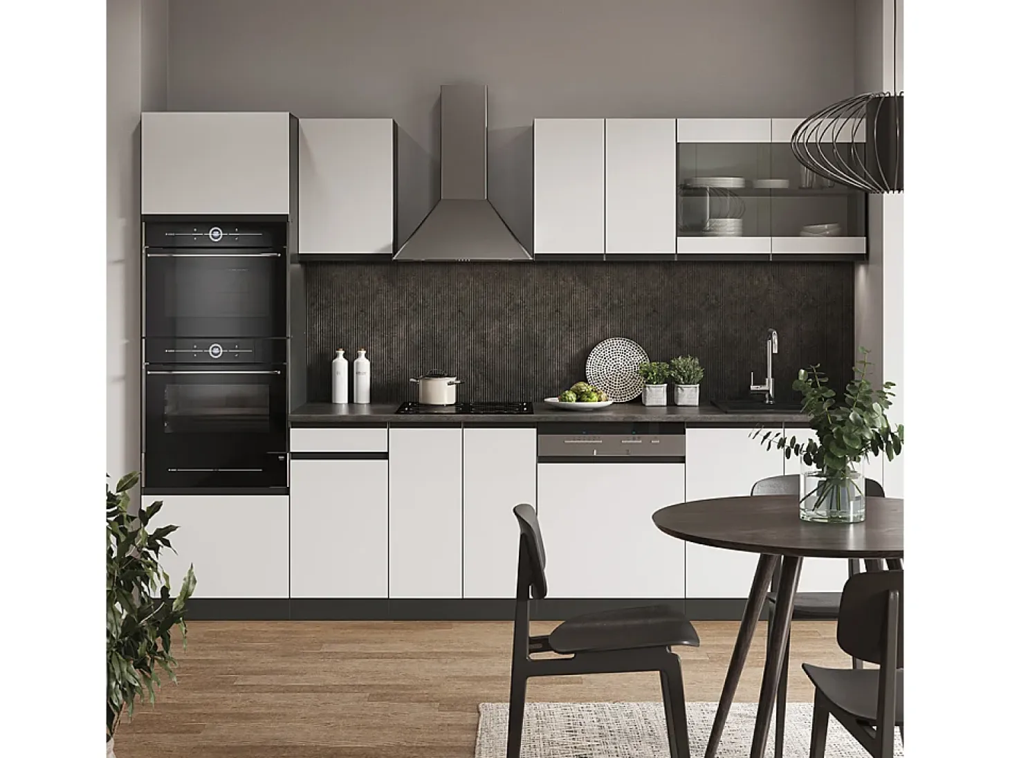 Mueble de cocina blanco/antracita 300x60x81.6 r-line