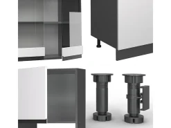 Mueble de cocina blanco/antracita 300x60x81.6 r-line