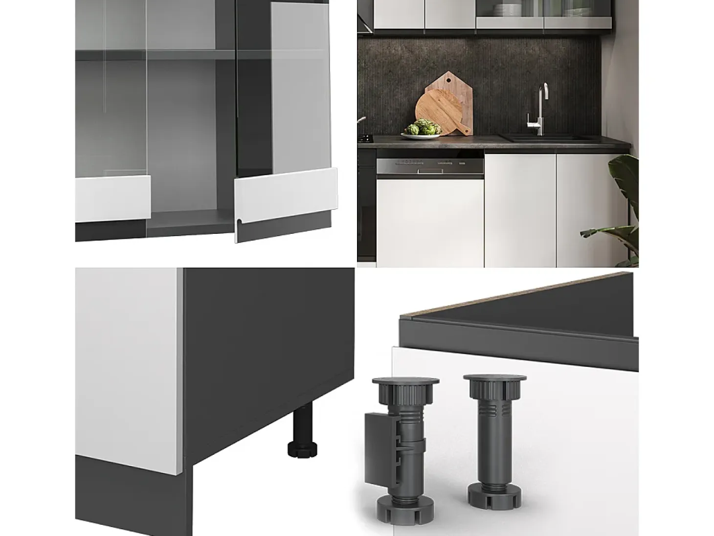 Mueble de cocina blanco/antracita 300x46x81.6 r-line