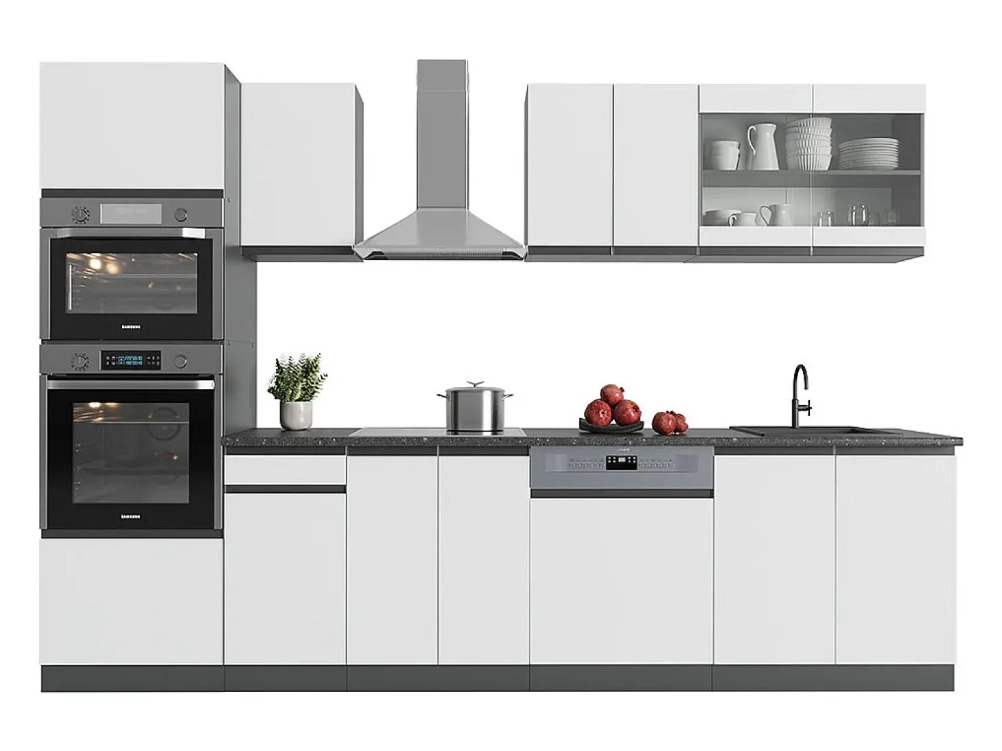 Mueble de cocina blanco/antracita 300x46x81.6 r-line