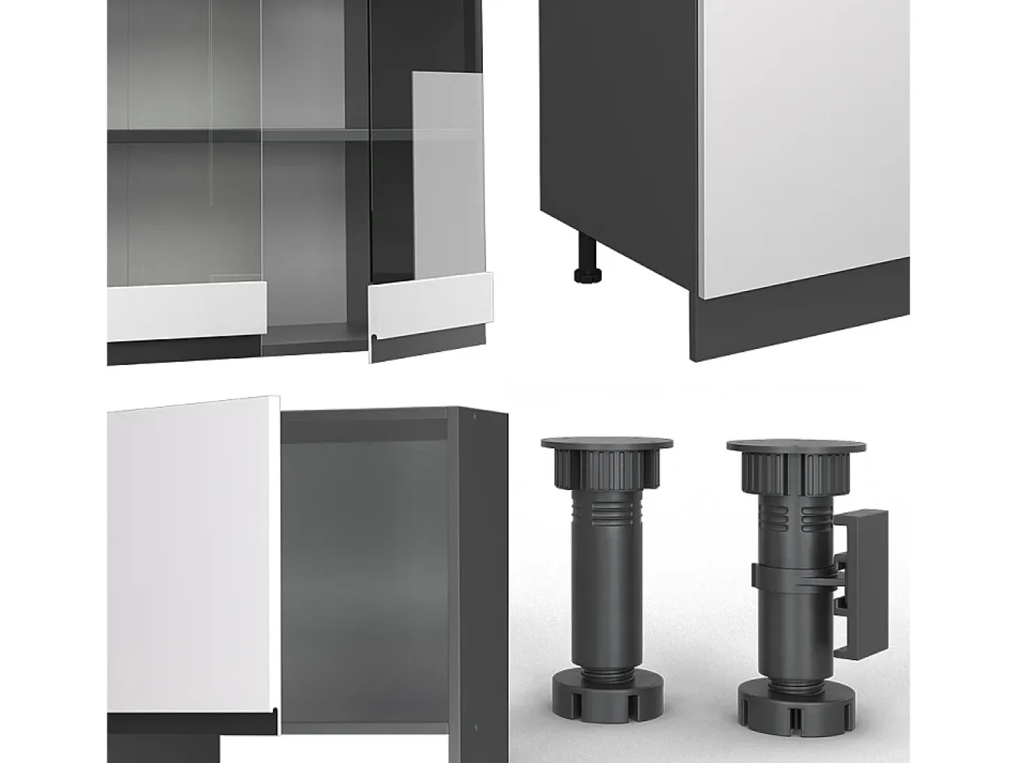 Mueble de cocina blanco/antracita 300x46x81.6 r-line
