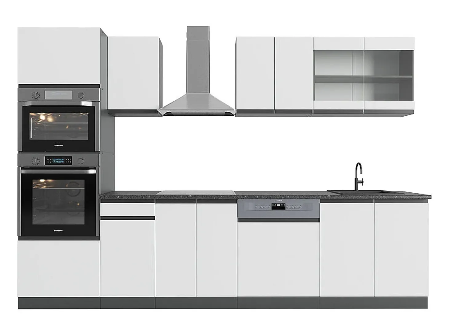 Mueble de cocina blanco/antracita 300x46x81.6 r-line
