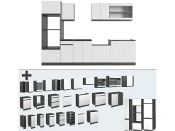 Mueble de cocina blanco/antracita 300x46x81.6 r-line