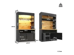 Mueble de cocina, buffet de cocina 214x43x184 cm - con iluminación LED - estante abierto - negro