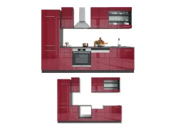 Mueble de cocina burdeos brillo intenso/antracita 300x60x81.6 fame-line