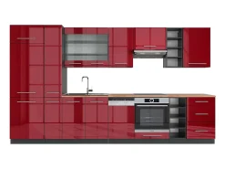 Mueble de cocina burdeos brillo intenso/antracita 355x60x81.6 fame-line