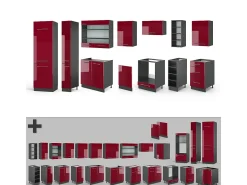 Mueble de cocina burdeos brillo intenso/antracita 355x60x81.6 fame-line