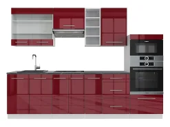 Mueble de cocina burdeos brillo intenso/blanco 280x46x81.6 fame-line