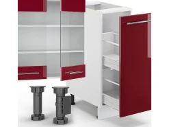 Mueble de cocina burdeos brillo intenso/blanco 280x46x81.6 fame-line