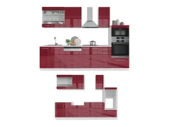 Mueble de cocina burdeos brillo intenso/blanco 300x60x81.6 fame-line