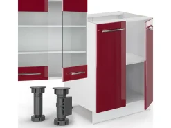 Mueble de cocina burdeos brillo intenso/blanco 300x60x81.6 fame-line
