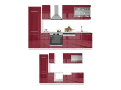 Mueble de cocina burdeos brillo intenso/blanco 300x60x81.6 fame-line