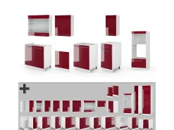 Mueble de cocina burdeos brillo intenso/blanco 300x60x81.6 fame-line