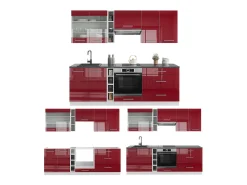 Mueble de cocina burdeos brillo intenso/blanco 235x60x81.6 fame-line