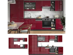 Mueble de cocina burdeos brillo intenso/antracita 355x46x81.6 fame-line