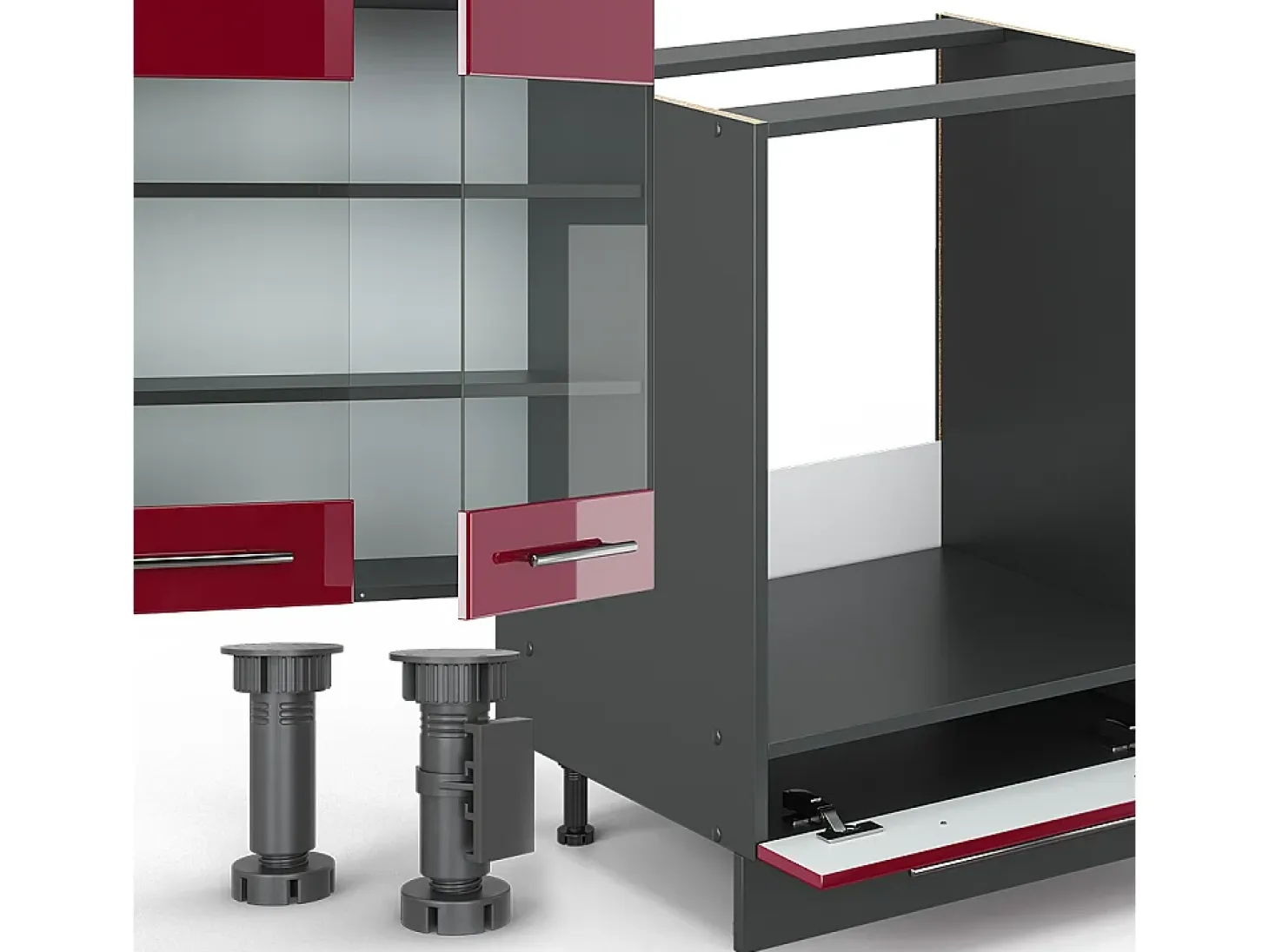 Mueble de cocina burdeos brillo intenso/antracita 355x46x81.6 fame-line
