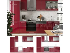 Mueble de cocina burdeos brillo intenso/blanco 300x60x81.6 fame-line
