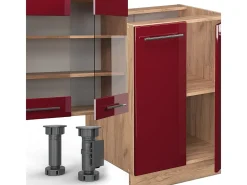 Mueble de cocina burdeos brillo intenso/roble dorado 300x60x81.6 fame-line