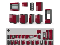 Mueble de cocina burdeos brillo intenso/antracita 280x46x81.6 fame-line