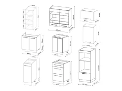 Mueble de cocina burdeos brillo intenso/antracita 280x46x81.6 fame-line