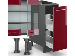 Mueble de cocina burdeos brillo intenso/antracita 280x46x81.6 fame-line