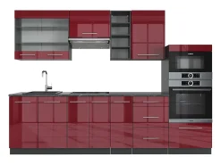 Mueble de cocina burdeos brillo intenso/antracita 280x46x81.6 fame-line