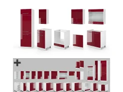 Mueble de cocina burdeos brillo intenso/blanco 300x60x81.6 fame-line