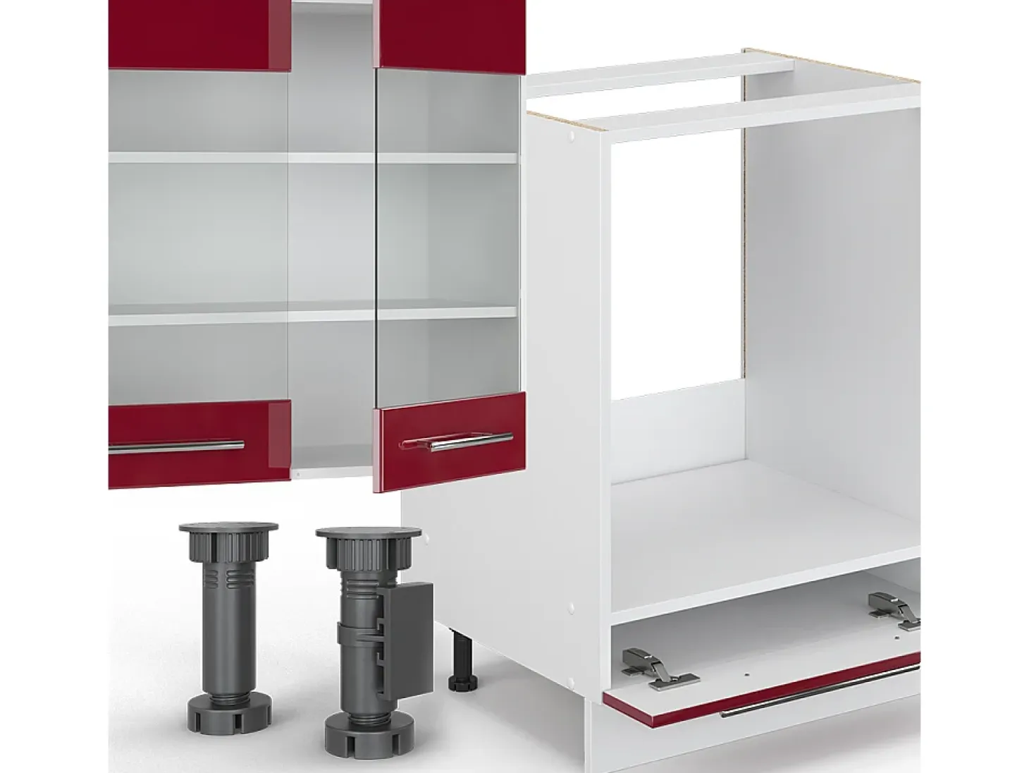 Mueble de cocina burdeos brillo intenso/blanco 300x60x81.6 fame-line