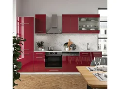 Mueble de cocina burdeos brillo intenso/blanco 300x60x81.6 fame-line