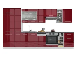 Mueble de cocina burdeos brillo intenso/blanco 355x60x81.6 fame-line