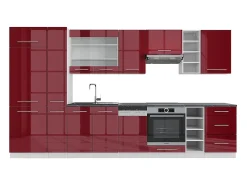 Mueble de cocina burdeos brillo intenso/blanco 355x60x81.6 fame-line