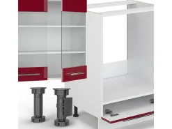 Mueble de cocina burdeos brillo intenso/blanco 355x60x81.6 fame-line