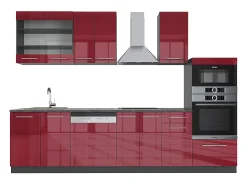 Mueble de cocina burdeos brillo intenso/antracita 300x60x81.6 fame-line