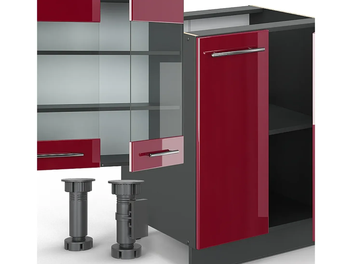 Mueble de cocina burdeos brillo intenso/antracita 300x60x81.6 fame-line