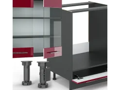 Mueble de cocina burdeos brillo intenso/antracita 355x60x81.6 fame-line