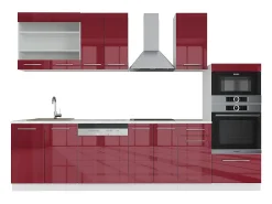 Mueble de cocina burdeos brillo intenso/blanco 300x46x81.6 fame-line