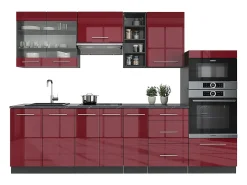 Mueble de cocina burdeos brillo intenso/antracita 280x60x81.6 fame-line