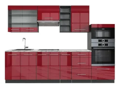 Mueble de cocina burdeos brillo intenso/antracita 280x60x81.6 fame-line
