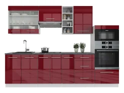 Mueble de cocina burdeos brillo intenso/blanco 280x60x81.6 fame-line