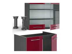 Mueble de cocina burdeos brillo intenso/antracita 240x60x81.6 fame-line