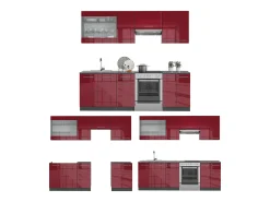 Mueble de cocina burdeos brillo intenso/antracita 240x60x81.6 fame-line
