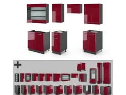 Mueble de cocina burdeos brillo intenso/antracita 240x60x81.6 fame-line