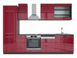 Mueble de cocina burdeos brillo intenso/antracita 300x46x81.6 fame-line